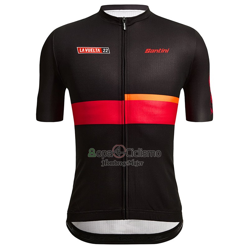 Vuelta Espana Ropa Ciclismo Culotte Corto 2022 Hombre Mangas Cortas Negro Rojo